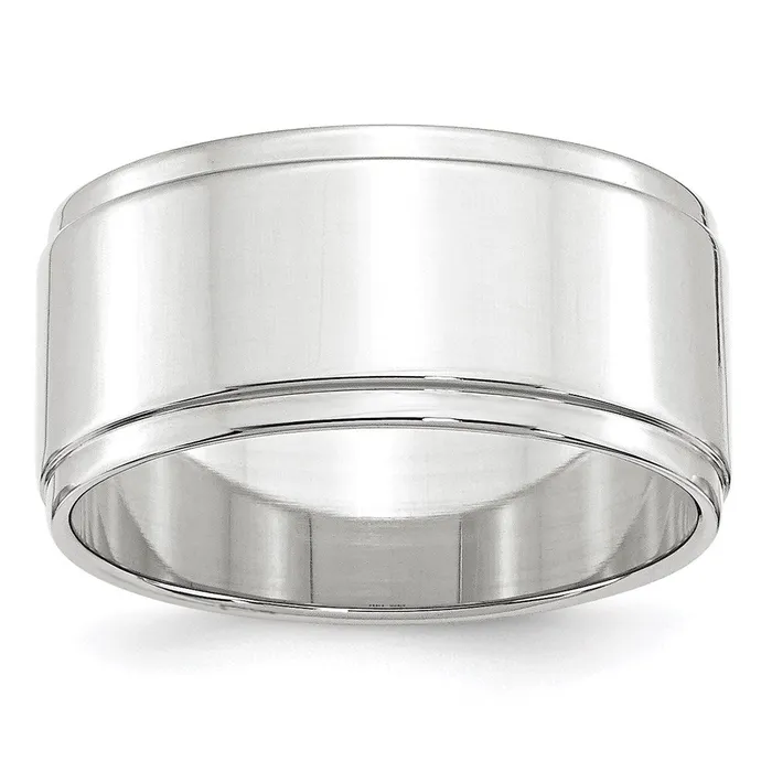 Goldia Rings Solid 10K White Gold 10mm Flat with Step Edge MensWomens Wedding Band Ring Size 11 Goldia Rings Solid 10K White Gold 10mm Flat with Step Edge MensWomens Wedding Band Ring Size 11