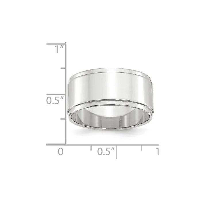 Goldia Rings Solid 10K White Gold 10mm Flat with Step Edge MensWomens Wedding Band Ring Size 11 Goldia Rings Solid 10K White Gold 10mm Flat with Step Edge MensWomens Wedding Band Ring Size 11