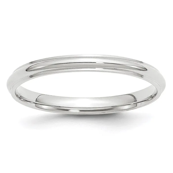 Goldia Rings Solid 14K White Gold 25mm Half Round with Edge MensWomens Wedding Band Ring Size 115 Goldia Rings Solid 14K White Gold 25mm Half Round with Edge MensWomens Wedding Band Ring Size 115