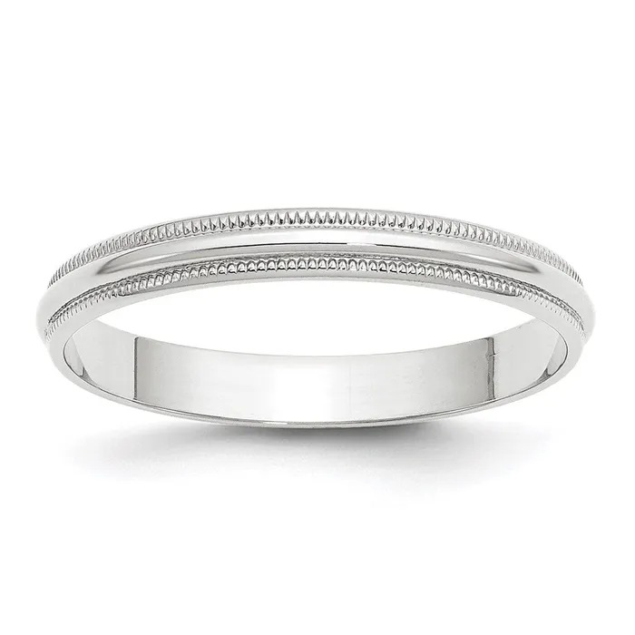 Goldia Rings Solid 14K White Gold 3mm Light Weight Milgrain Half Round MensWomens Wedding Band Ring Size 4 Goldia Rings Solid 14K White Gold 3mm Light Weight Milgrain Half Round MensWomens Wedding Band Ring Size 4