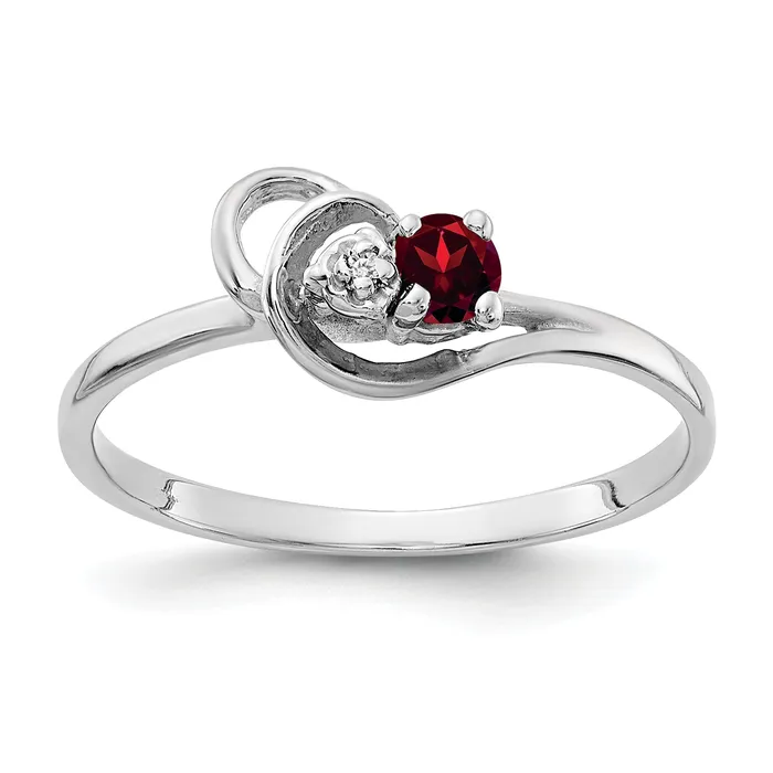 Goldia Rings Solid 14k White Gold 3mm Simulated Garnet AA CZ Ring