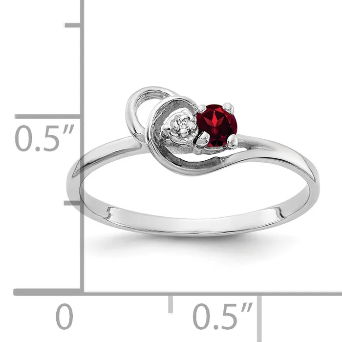 Goldia Rings Solid 14k White Gold 3mm Simulated Garnet AA CZ Ring