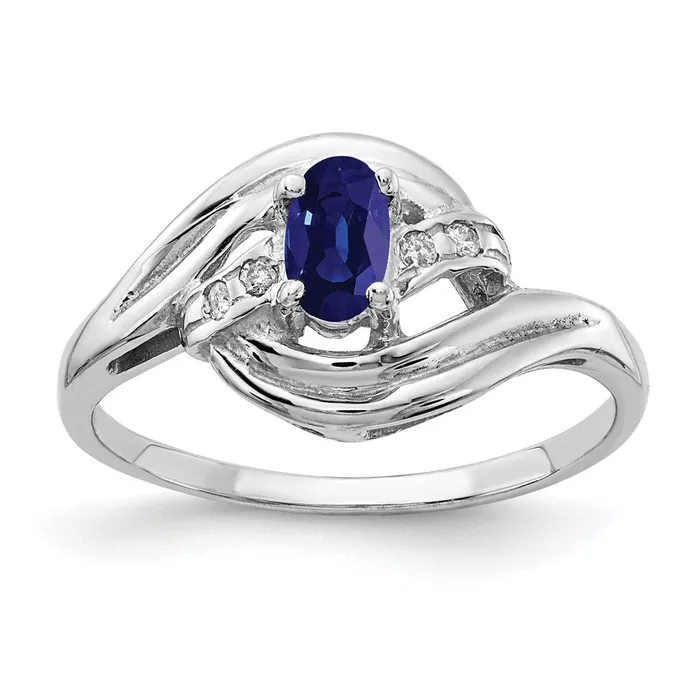 Goldia Rings Solid 14k White Gold 5x3mm Oval Simulated Sapphire A CZ Ring