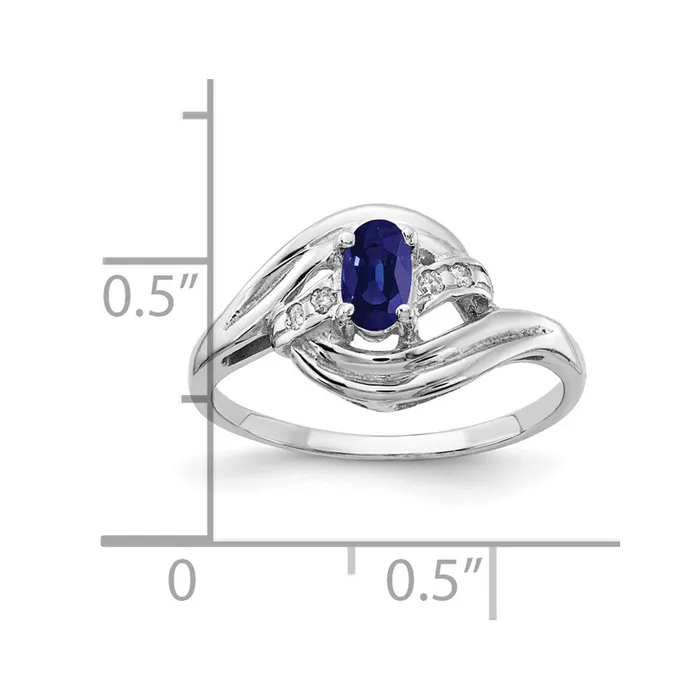 Goldia Rings Solid 14k White Gold 5x3mm Oval Simulated Sapphire A CZ Ring