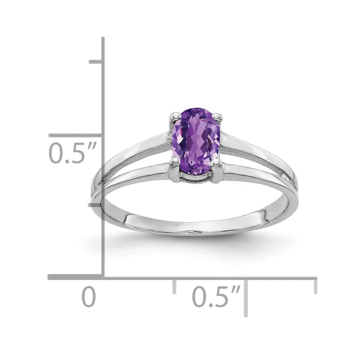 Goldia Rings Solid 14k White Gold 6x4mm Oval Simulated Amethyst Ring