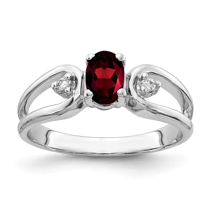 Goldia Rings Solid 14k White Gold 6x4mm Oval Simulated Garnet ChecKer AA CZ Ring Goldia Rings Solid 14k White Gold 6x4mm Oval Simulated Garnet ChecKer AA CZ Ring