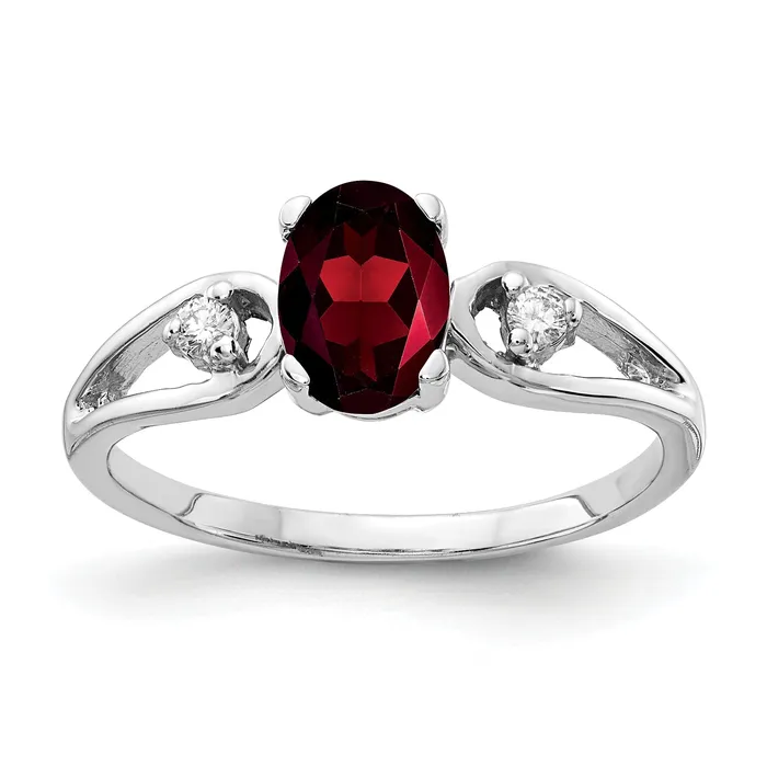 Goldia Rings Solid 14k White Gold 7x5mm Oval Simulated Garnet VS CZ Ring Goldia Rings Solid 14k White Gold 7x5mm Oval Simulated Garnet VS CZ Ring