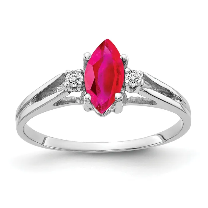 Goldia Rings Solid 14k White Gold 8x4mm Marquise Simulated Ruby VS CZ Ring Goldia Rings Solid 14k White Gold 8x4mm Marquise Simulated Ruby VS CZ Ring