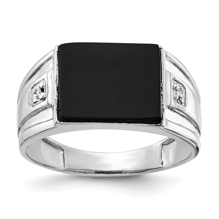 Goldia Rings Solid 14k White Gold A Simulated CZ mens Ring