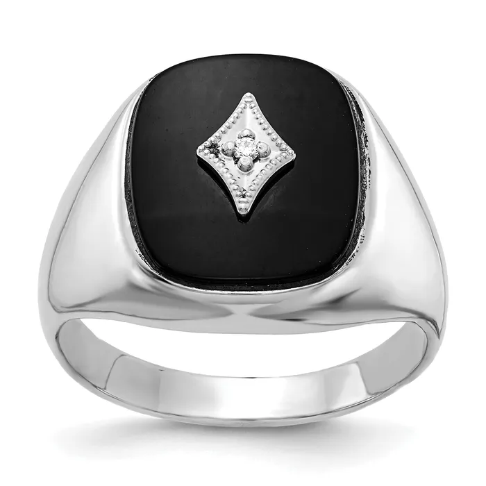 Goldia Rings Solid 14k White Gold AAA Simulated CZ mens Ring