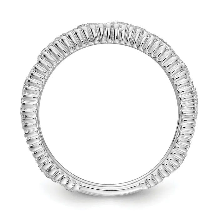 Goldia Rings Solid 14k White Gold Flower Design Simulated CZ Ring