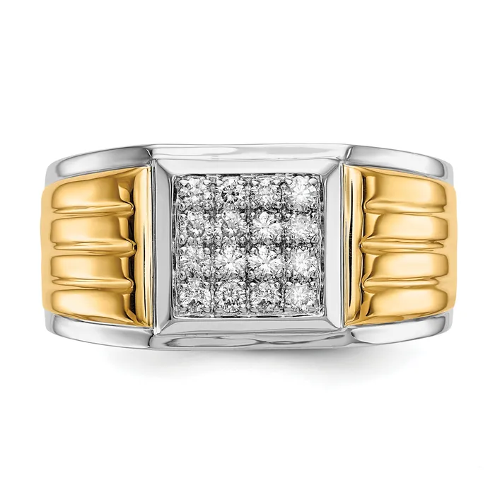 Goldia Rings Solid 14k White Gold Flower Design Simulated CZ Ring