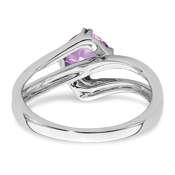 Goldia Rings Solid 14k White Gold Simulated Amethyst and CZ Ring