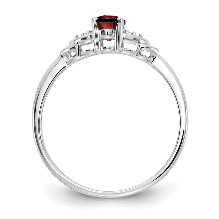 Goldia Rings Solid 14k White Gold Simulated Garnet and CZ Ring