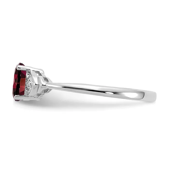 Goldia Rings Solid 14k White Gold Simulated Garnet and CZ Ring