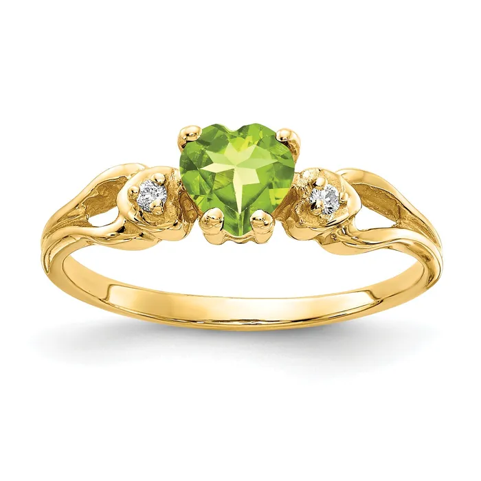 Goldia Rings Solid 14k Yellow Gold 5mm Heart Simulated Peridot AAA CZ Ring Goldia Rings Solid 14k Yellow Gold 5mm Heart Simulated Peridot AAA CZ Ring