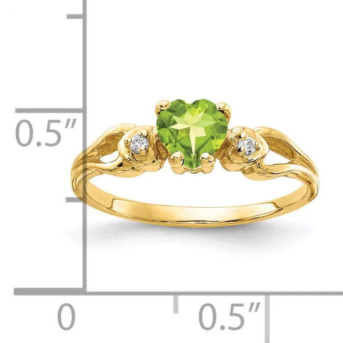 Goldia Rings Solid 14k Yellow Gold 5mm Heart Simulated Peridot AAA CZ Ring