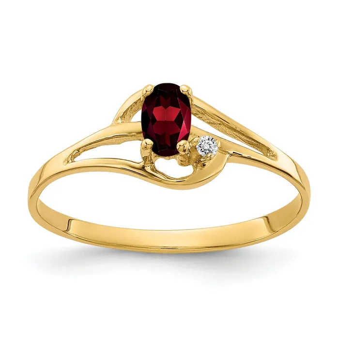 Goldia Rings Solid 14k Yellow Gold 5x3mm Oval Simulated Garnet AAA CZ Ring