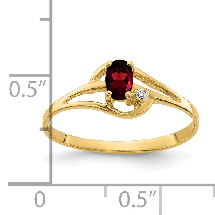 Goldia Rings Solid 14k Yellow Gold 5x3mm Oval Simulated Garnet AAA CZ Ring