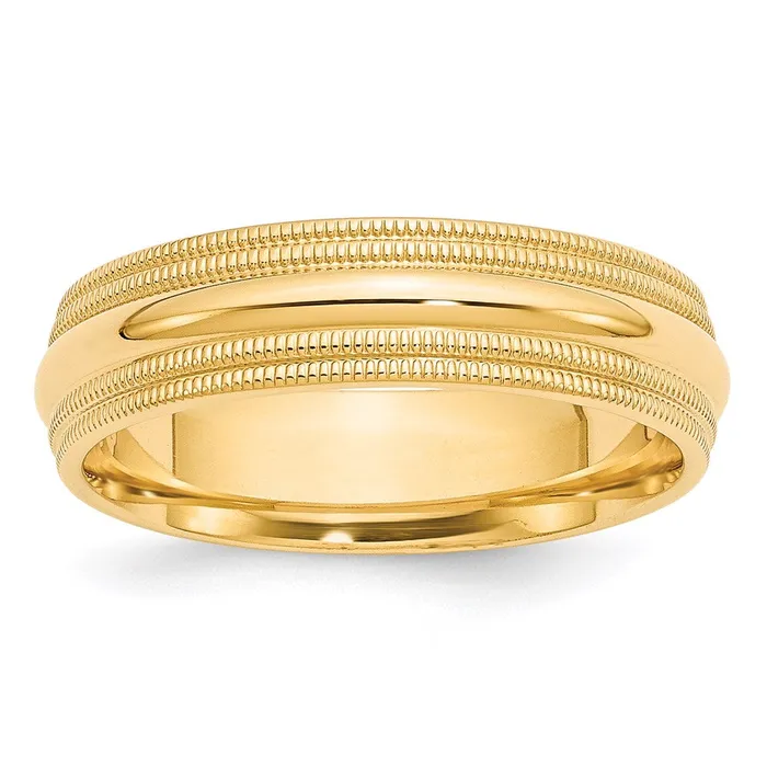 Goldia Rings Solid 14K Yellow Gold 6mm Double Milgrain Comfort Fit MensWomens Wedding Band Ring Size 45 Goldia Rings Solid 14K Yellow Gold 6mm Double Milgrain Comfort Fit MensWomens Wedding Band Ring Size 45