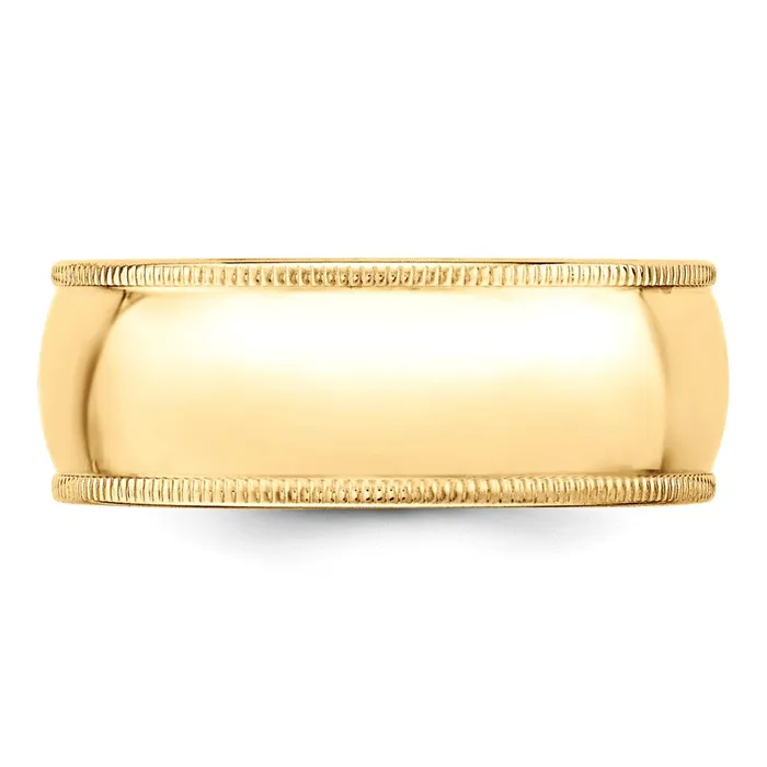Goldia Rings Solid 14K Yellow Gold 8mm Milgrain Half Round MensWomens Wedding Band Ring Size 135 Goldia Rings Solid 14K Yellow Gold 8mm Milgrain Half Round MensWomens Wedding Band Ring Size 135