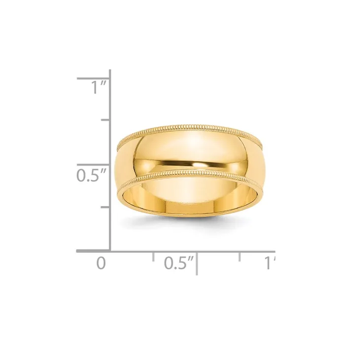 Goldia Rings Solid 14K Yellow Gold 8mm Milgrain Half Round MensWomens Wedding Band Ring Size 5 Goldia Rings Solid 14K Yellow Gold 8mm Milgrain Half Round MensWomens Wedding Band Ring Size 5