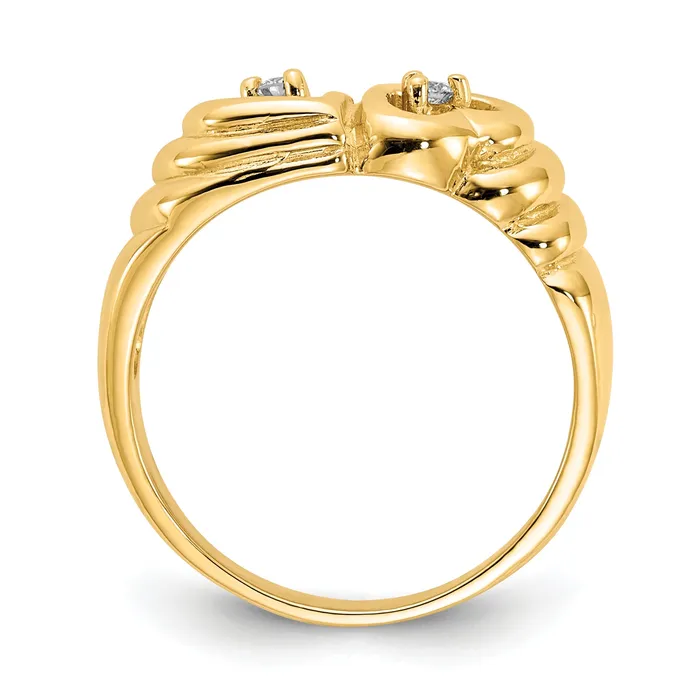 Goldia Rings Solid 14k Yellow Gold A Simulated CZ heart Ring