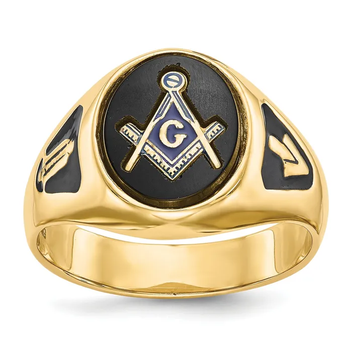 Goldia Rings Solid 14k Yellow Gold Mens Masonic Ring