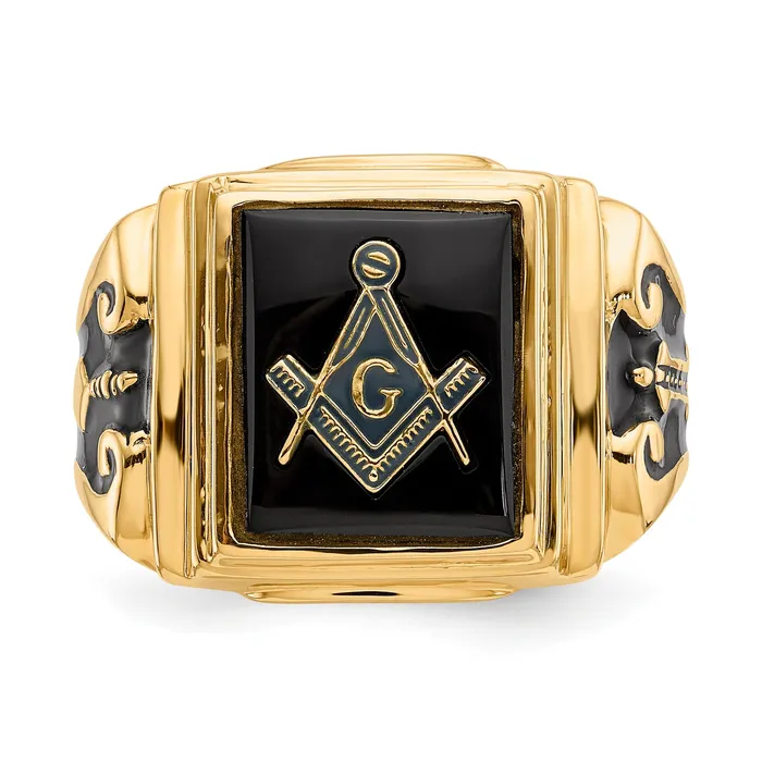 Goldia Rings Solid 14k Yellow Gold Mens Masonic Ring