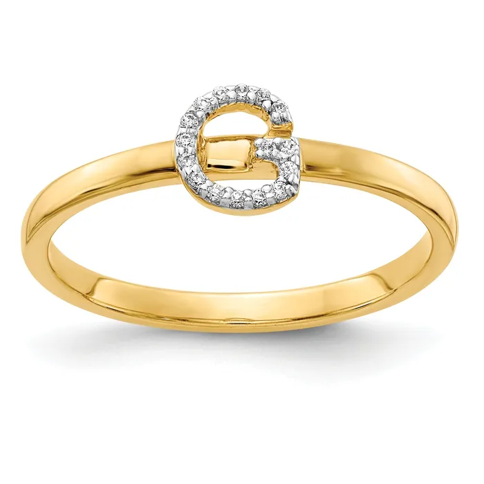 Goldia Rings Solid 14k Yellow Gold Simulated CZ Initial G Ring