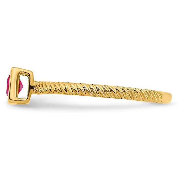 Goldia Rings Solid 14k Yellow Gold Square Bezel Simulated Ruby Ring