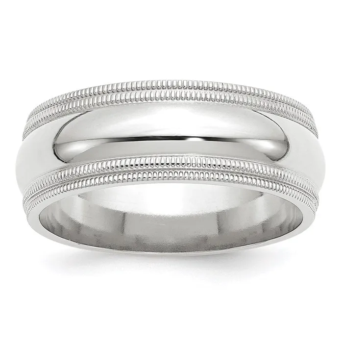 Goldia Rings Solid 18K White Gold 8mm Double Milgrain Comfort Fit MensWomens Wedding Band Ring Size 95 Goldia Rings Solid 18K White Gold 8mm Double Milgrain Comfort Fit MensWomens Wedding Band Ring Size 95