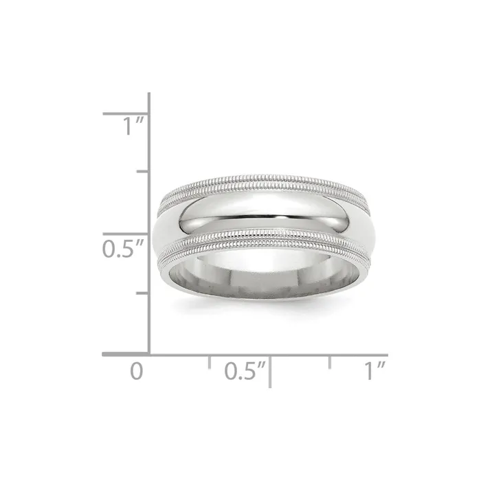 Goldia Rings Solid 18K White Gold 8mm Double Milgrain Comfort Fit MensWomens Wedding Band Ring Size 95 Goldia Rings Solid 18K White Gold 8mm Double Milgrain Comfort Fit MensWomens Wedding Band Ring Size 95