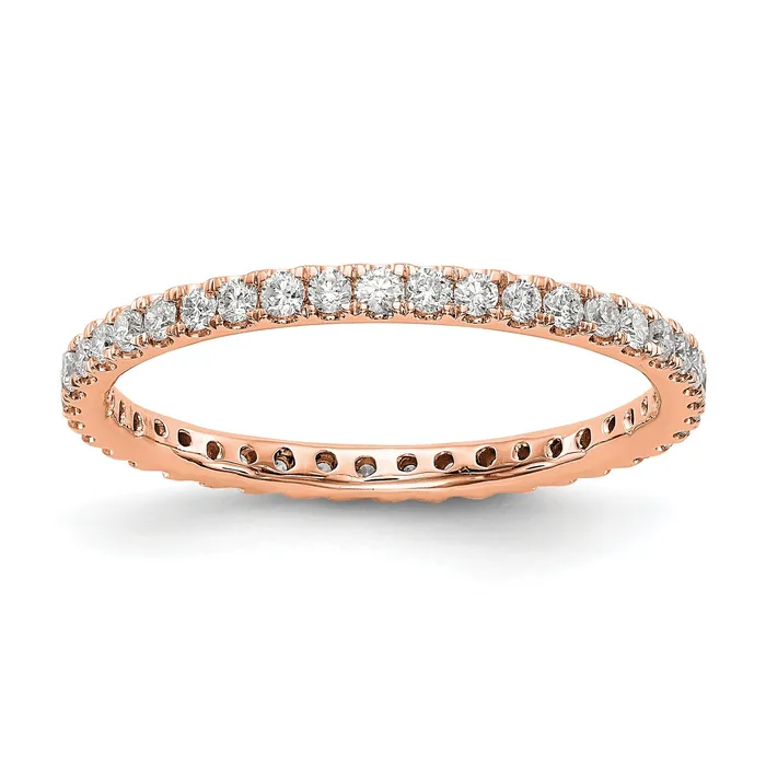 Goldia Rings Solid Real 14k Rose Gold Polished U Shared Prong 12ct CZ Eternity Wedding Band Ring Goldia Rings Solid Real 14k Rose Gold Polished U Shared Prong 12ct CZ Eternity Wedding Band Ring
