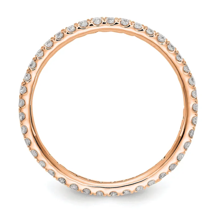 Goldia Rings Solid Real 14k Rose Gold Polished U Shared Prong 12ct CZ Eternity Wedding Band Ring