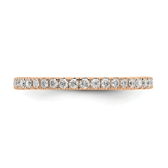 Goldia Rings Solid Real 14k Rose Gold Polished U Shared Prong 12ct CZ Eternity Wedding Band Ring