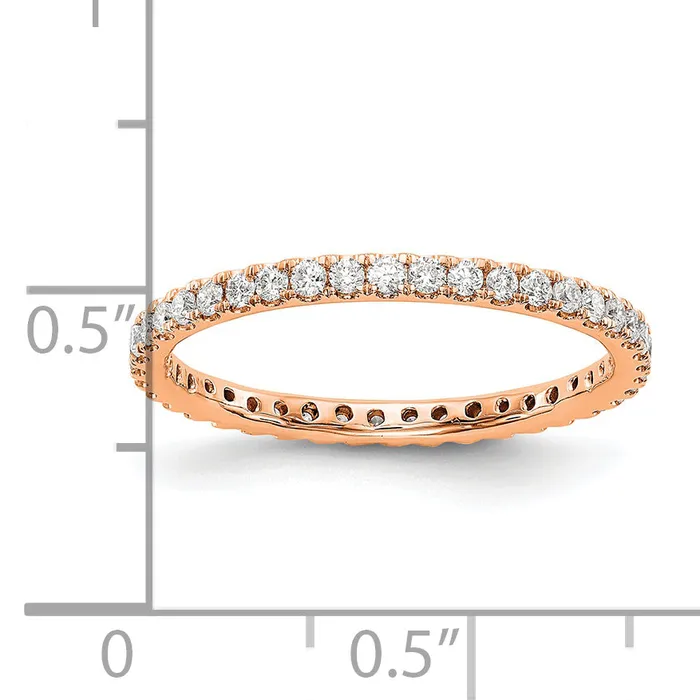 Goldia Rings Solid Real 14k Rose Gold Polished U Shared Prong 12ct CZ Eternity Wedding Band Ring