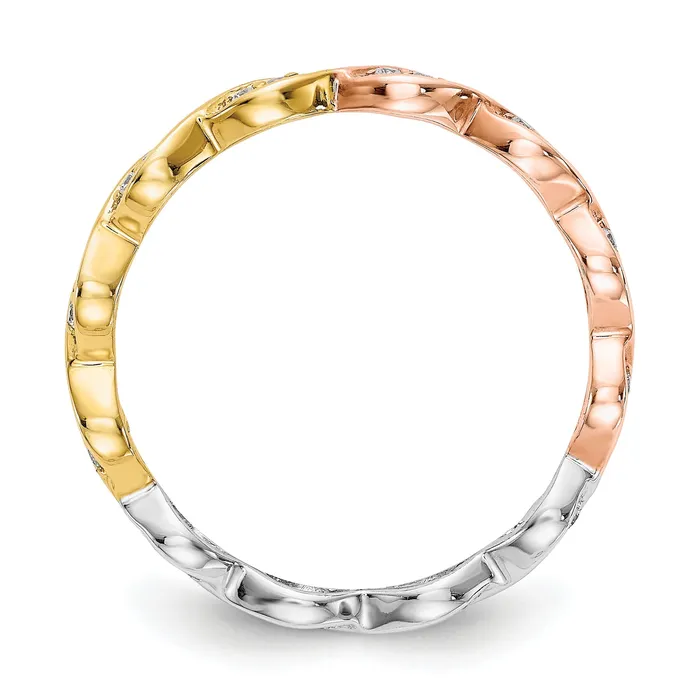 Goldia Rings Solid Real 14k White Polished Round 2CT Double Row CZ Eternity Wedding Band Ring