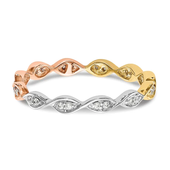 Goldia Rings Solid Real 14k White Polished Round 2CT Double Row CZ Eternity Wedding Band Ring