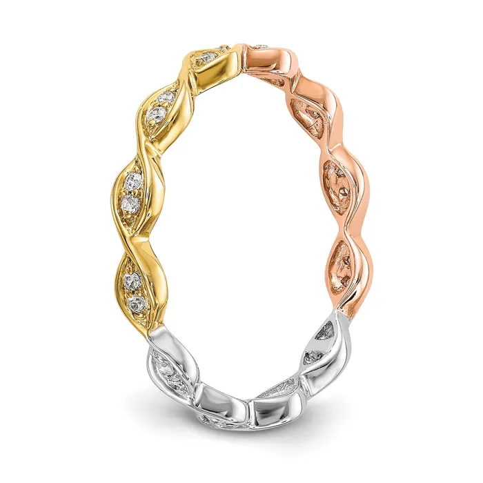 Goldia Rings Solid Real 14k White Polished Round 2CT Double Row CZ Eternity Wedding Band Ring