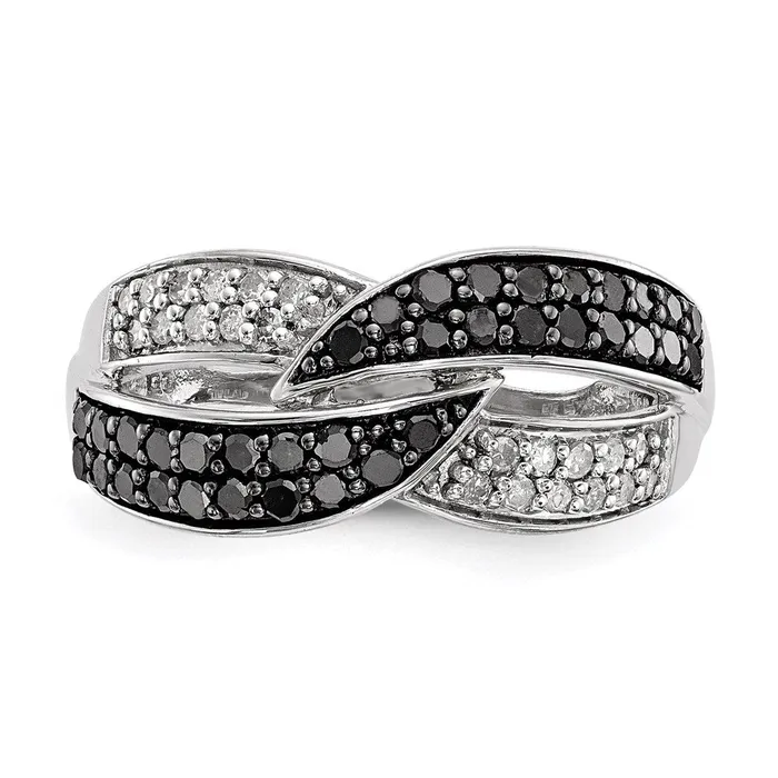 Goldia Rings Sterling Silver Black u0026 White Diamond Ring