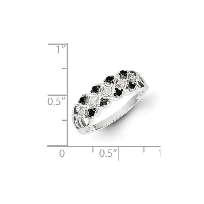Goldia Rings Sterling Silver Black u0026 White Diamond Ring