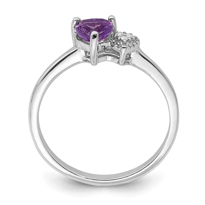 Goldia Rings Sterling Silver Polished Amethyst and Diamond Ring