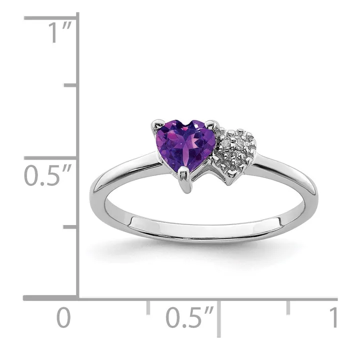 Goldia Rings Sterling Silver Polished Amethyst and Diamond Ring