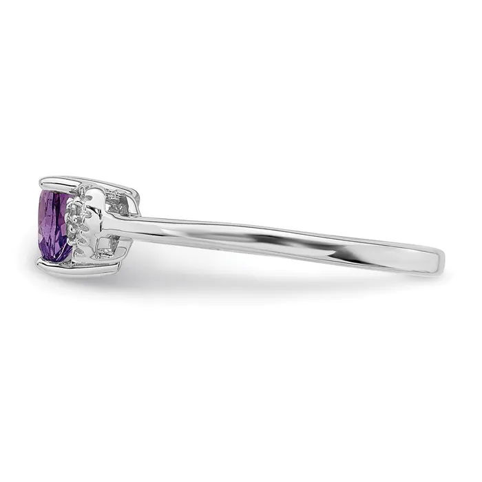 Goldia Rings Sterling Silver Polished Amethyst and Diamond Ring