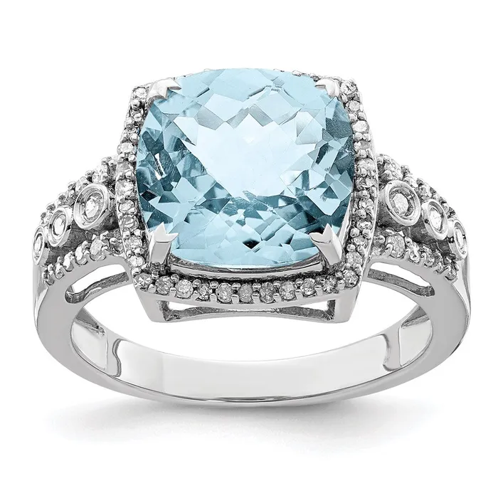 Goldia Rings Sterling Silver Rhodium Diamond u0026 CheckerCut Sky Blue Topaz Ring Goldia Rings Sterling Silver Rhodium Diamond u0026 CheckerCut Sky Blue Topaz Ring