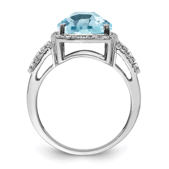Goldia Rings Sterling Silver Rhodium Diamond u0026 CheckerCut Sky Blue Topaz Ring