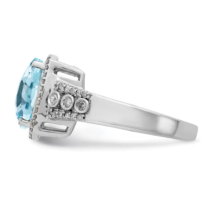 Goldia Rings Sterling Silver Rhodium Diamond u0026 CheckerCut Sky Blue Topaz Ring