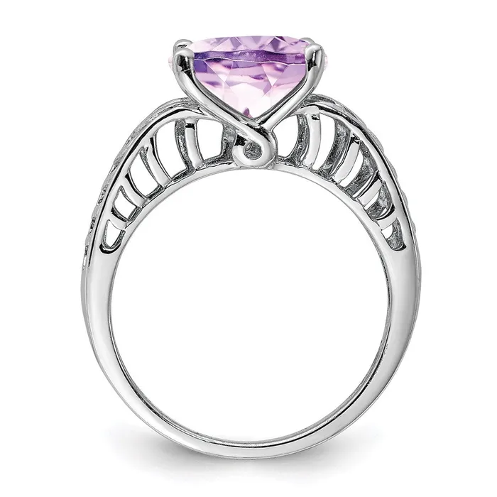 Goldia Rings Sterling Silver Rhodium Pink Quartz Ring