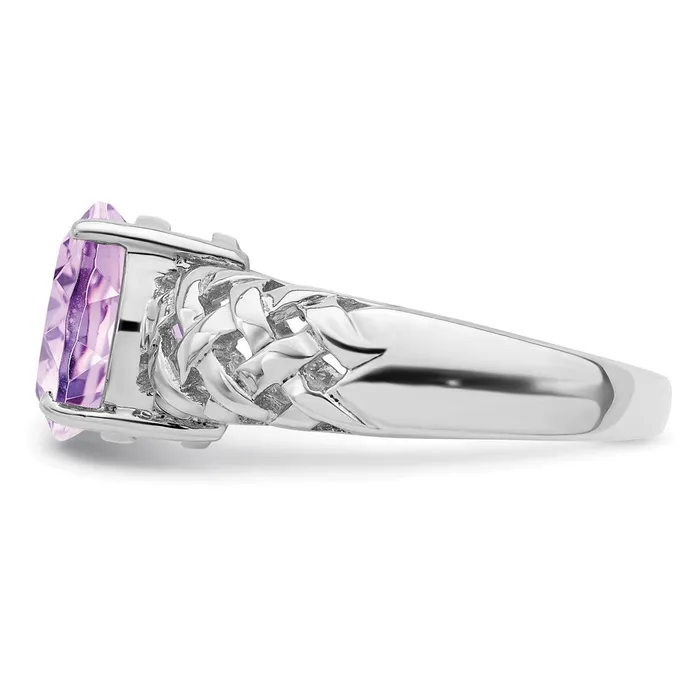 Goldia Rings Sterling Silver Rhodium Pink Quartz Ring